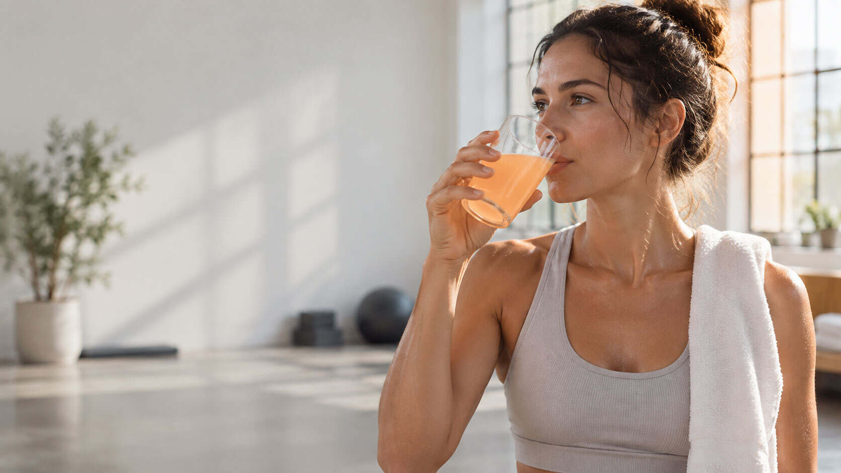 Athlete drinking an electrolyte drink